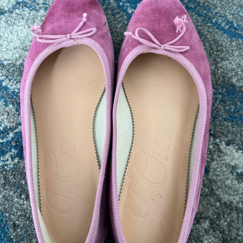 2 pairs of jcrew flats in pink and green. Perfect for spring and summer.